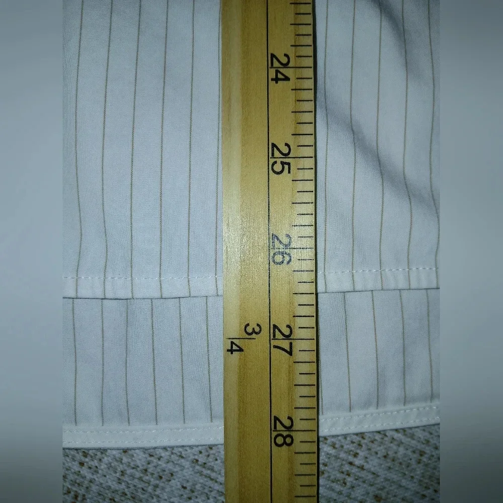 Lafayette 148 womens Small white pinstripe long sleeve button down shirt office - Picture 9 of 9